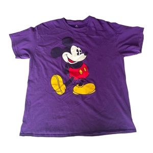 Disney Parks Mickey Mouse Purple Graphic T-Shirt Unisex Large 100% Cotton